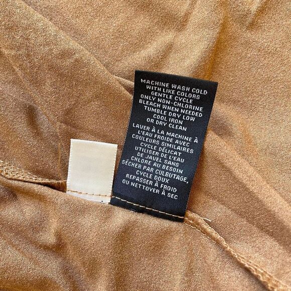 NWT Grace Faux Suede Button Down Shirt‎ Tan Long Sleeve Collared Size XS - Picture 8 of 8